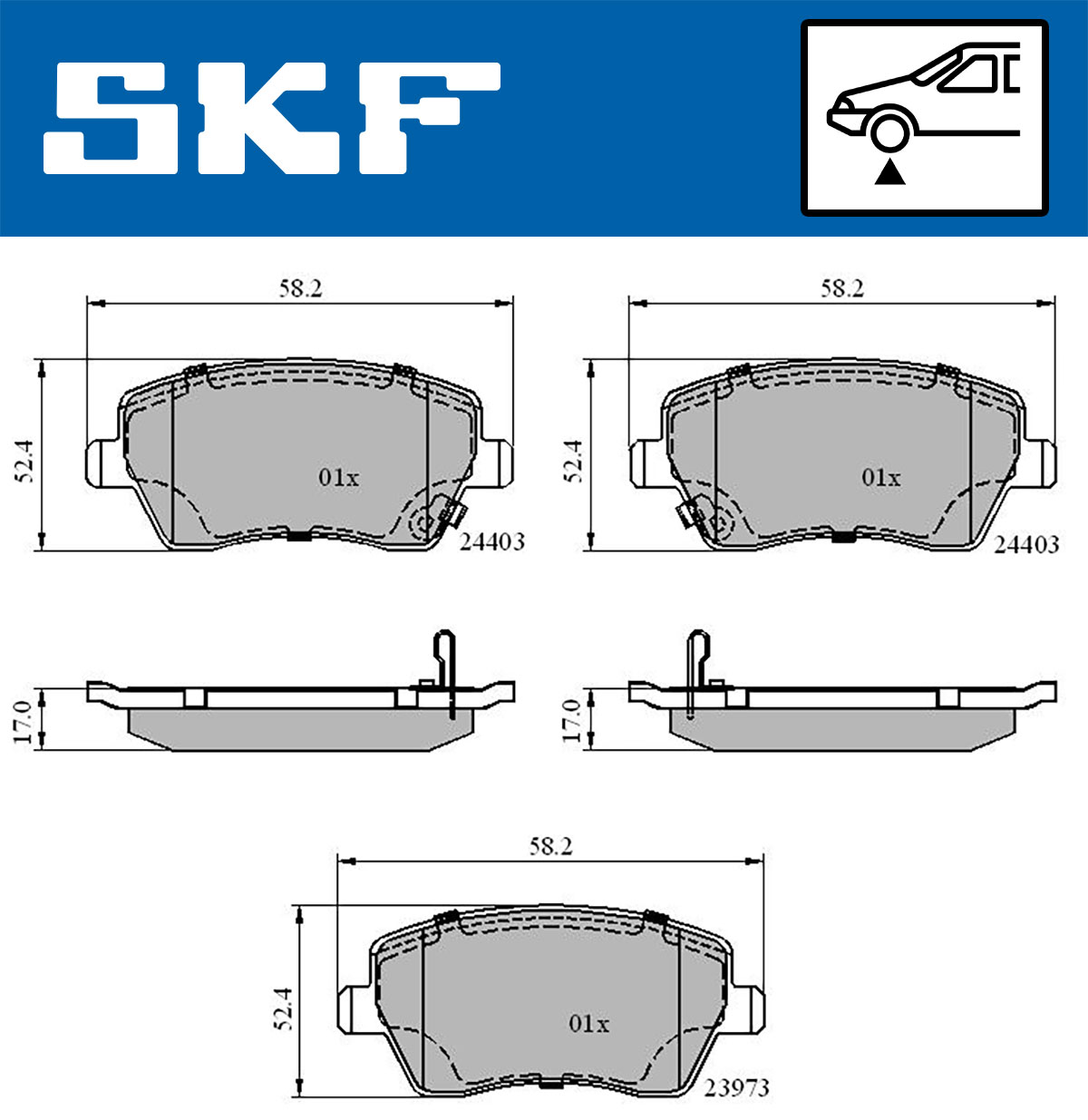 Set placute frana,frana disc VKBP 80182 A SKF